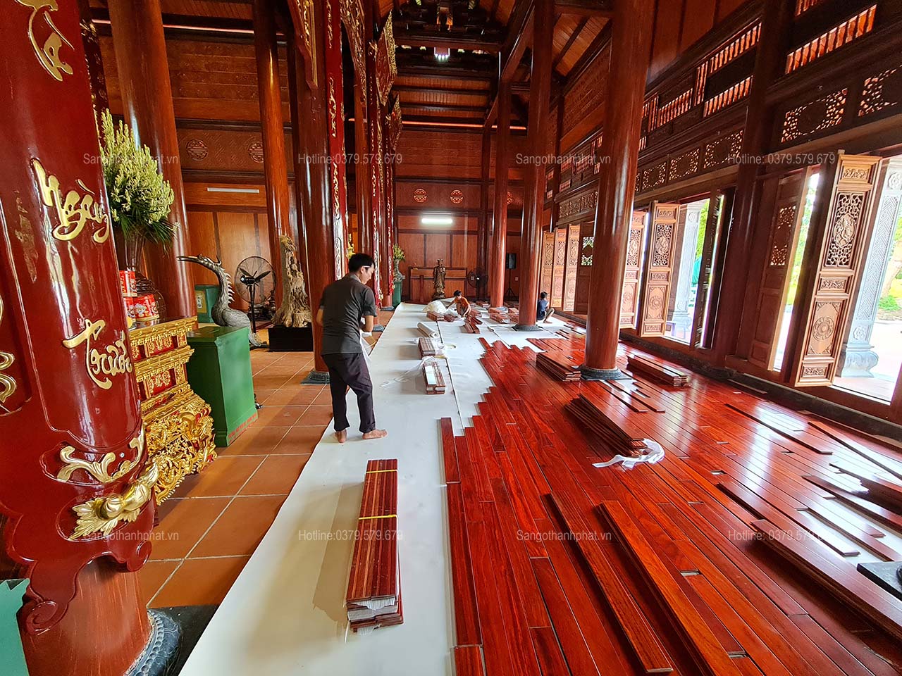 Sàn gỗ cho chùa Vạn Linh, Thanh Hoá